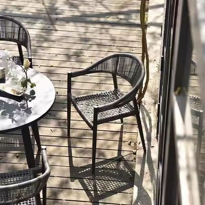 Jeffcoco Furniture Garden Chair,Balcony Chair Grey Arm Chair For Outdoor Lounge Chair Patio Seating