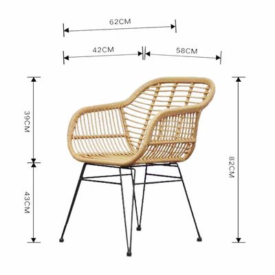 Jeffcoco Furniture Outdoor Hand-made rattan chairs for bacony,coffee shop,Dining Chair,Garden Chair Relax,interior Design,Italy Style home reading chair with cusion (2 Piece Chair)