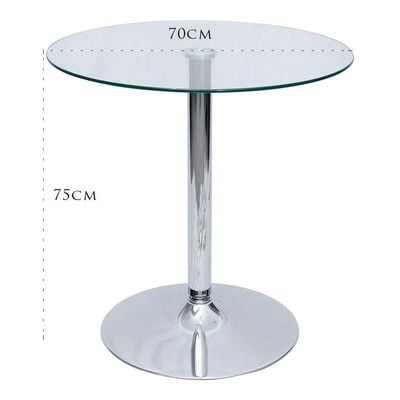 Jeffcoco Furniture Glass Round Table,70cm Stainless Steel Base Coffee Table,Dining Table For Home Kicthen,Office Meeting Table