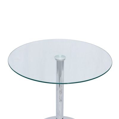 Jeffcoco Furniture Glass Round Table,70cm Stainless Steel Base Coffee Table,Dining Table For Home Kicthen,Office Meeting Table