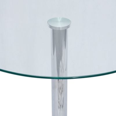 Jeffcoco Furniture Glass Round Table,70cm Stainless Steel Base Coffee Table,Dining Table For Home Kicthen,Office Meeting Table