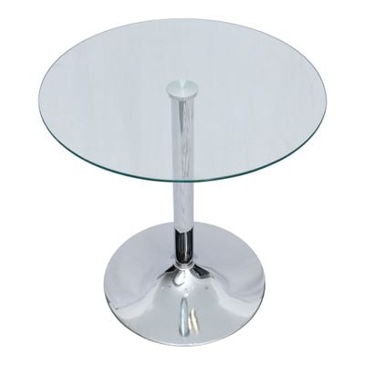 Jeffcoco Furniture Glass Round Table,70cm Stainless Steel Base Coffee Table,Dining Table For Home Kicthen,Office Meeting Table