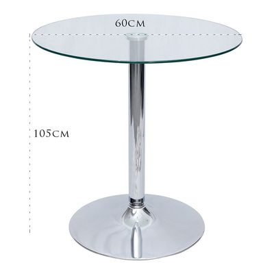 Jeffcoco Furniture Glass Round Table,70cm Stainless Steel Base Coffee Table,Dining Table For Home Kicthen,Office Meeting Table