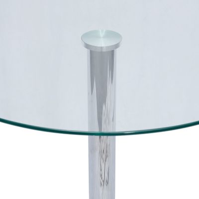 Jeffcoco Furniture Glass Round Table,70cm Stainless Steel Base Coffee Table,Dining Table For Home Kicthen,Office Meeting Table