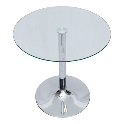 Jeffcoco Furniture Glass Round Table,70cm Stainless Steel Base Coffee Table,Dining Table For Home Kicthen,Office Meeting Table