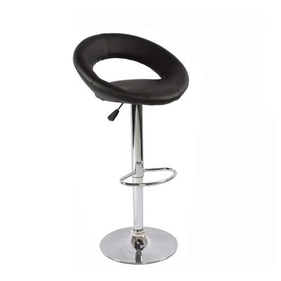 Jeffcoco Furniture Bar Stool PU Leather Adjustable Swivel Bar Chair with Footrest for Kitchen,Bar Counter(Black)