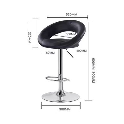 Jeffcoco Furniture Bar Stool PU Leather Adjustable Swivel Bar Chair with Footrest for Kitchen,Bar Counter(Black)