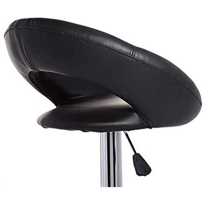 Jeffcoco Furniture Bar Stool PU Leather Adjustable Swivel Bar Chair with Footrest for Kitchen,Bar Counter(Black)