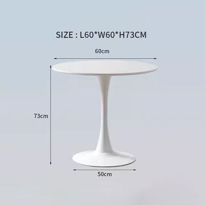 Jeffcoco Furniture Outdoor Table Round metal Patio Table,Garden Table,Black White Coffee Table Side Table Indoor Furniture Metal Frame home decor single table 1 piece (White)