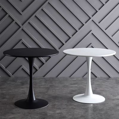 Jeffcoco Furniture Outdoor Table Round metal Patio Table,Garden Table,Black White Coffee Table Side Table Indoor Furniture Metal Frame home decor single table 1 piece