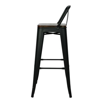 Jeffcoco Furniture Bar Table Chair,Black Walnut Wood High Chair,Black Steel Bar Stool,Home Bar Furniture Kitchen Dining (Bar Chair 4)