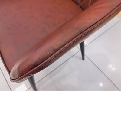 Jeffcoco Dining Chairs Modern Dining Room Kitchen Chairs Faux Leather Upholstered Dining Accent Chairs Cushion Seat Lounge Side Seating with Back Metal Legs for Living Room Kitchen Home Coffee (Set Of 2)