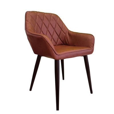 Jeffcoco Dining Chairs Modern Dining Room Kitchen Chairs Faux Leather Upholstered Dining Accent Chairs Cushion Seat Lounge Side Seating with Back Metal Legs for Living Room Kitchen Home Coffee (One Piece)