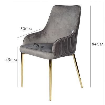 Jeffcoco Furniture Flannel Fabric Chair with Gold Leg Dining Chair,Arm Chair,Single Seat Chair(Grey Chair)