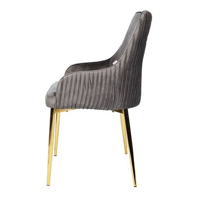 Jeffcoco Furniture Flannel Fabric Chair with Gold Leg Dining Chair,Arm Chair,Single Seat Chair(Grey Chair)
