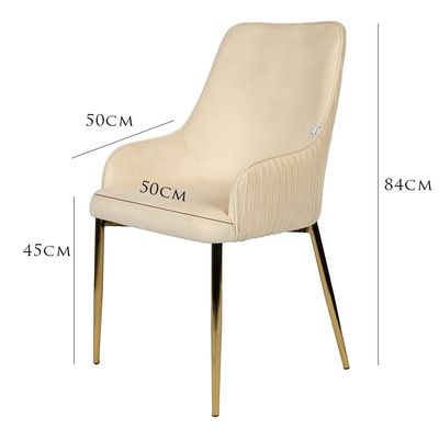 Jeffcoco Furniture Flannel Fabric Chair with Gold Leg Dining Chair,Arm Chair,Single Seat Chair(Beige Chair)