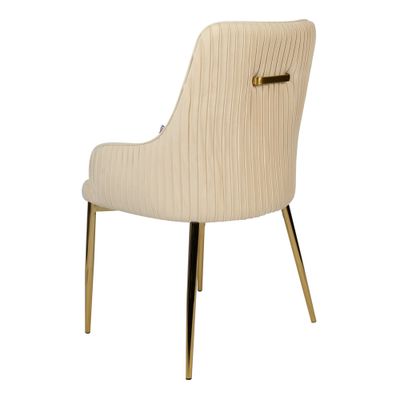 Jeffcoco Furniture Flannel Fabric Chair with Gold Leg Dining Chair,Arm Chair,Single Seat Chair(Beige Chair)