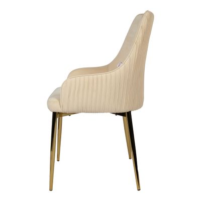 Jeffcoco Furniture Flannel Fabric Chair with Gold Leg Dining Chair,Arm Chair,Single Seat Chair(Beige Chair)