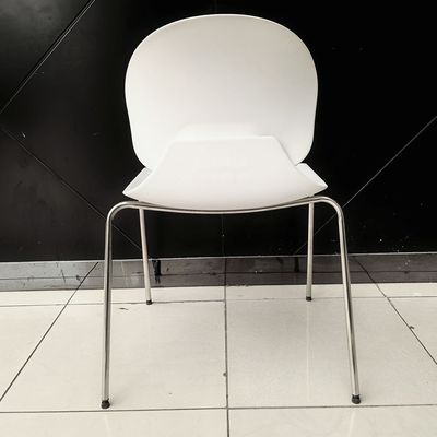 Jeffcoco Furniture Steel Chair Modern Design Dining Chair For Home,Restaurant,Office Desk Reading, Meeting Chair,Coffee Shop,Indoor Outdoor Chair Simple Style (White One Piece)