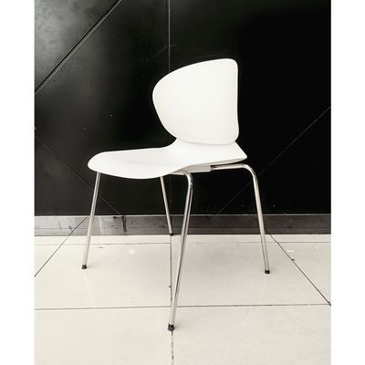 Jeffcoco Furniture Steel Chair Modern Design Dining Chair For Home,Restaurant,Office Desk Reading, Meeting Chair,Coffee Shop,Indoor Outdoor Chair Simple Style (White One Piece)