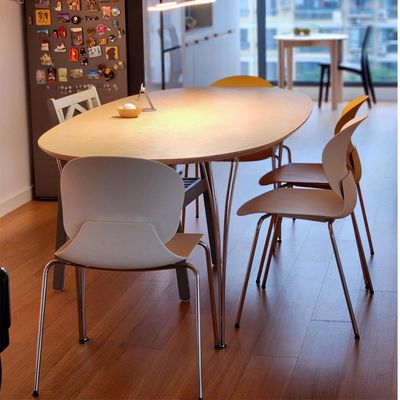 Jeffcoco Furniture Steel Chair Modern Design Dining Chair For Home,Restaurant,Office Desk Reading, Meeting Chair,Coffee Shop,Indoor Outdoor Chair Simple Style (White One Piece)