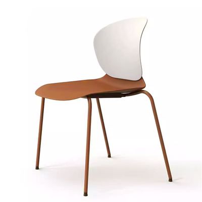 Jeffcoco Furniture Steel Chair Modern Design Dining Chair For Home,Restaurant,Office Desk Reading, Meeting Chair,Coffee Shop,Indoor Outdoor Chair Simple Style (Brown One Piece)