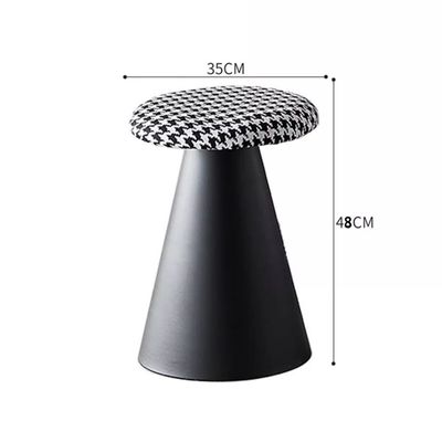 Jeffcoco Furniture Soft Round Fabric Stool, Mushroom shape Simple stool one piece for Living Room, Bedroom, Kids Room with Padded Seat(Black)