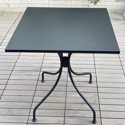 Jeffcoco Furniture Garden Dining Set Outdoor Furniture Patio Dining Table and Chair Balcony Dinner Table Dinner Chair Poly Rattan Restaurant,Coffee Shop (Square Table)