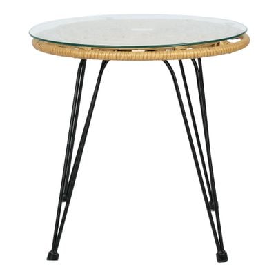 Jeffcoco Furniture Hand-made rattan glass tea table for bacony,coffee shop,Outdoor Glass Tea Table,Coffee Corner Table,(1 Piece Table)