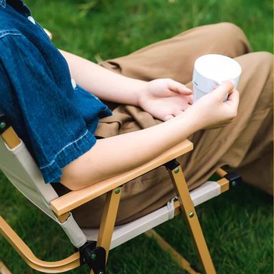 Jeffcoco Furniture Camping Folding Ultralight Chair for Outdoor Hiking,Backpacking Chair with Aluminum Bracket Stable Collapsible Camp with Wooden Handle ,Fishing,Picnic,Travel