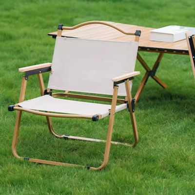 Jeffcoco Furniture Camping Folding Ultralight Chair for Outdoor Hiking,Backpacking Chair with Aluminum Bracket Stable Collapsible Camp with Wooden Handle ,Fishing,Picnic,Travel