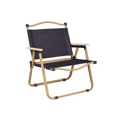 Jeffcoco Furniture Camping Folding Ultralight Chair for Outdoor Hiking,Backpacking Chair with Aluminum Bracket Stable Collapsible Camp with Wooden Handle ,Fishing,Picnic,Travel(Beige & Black)
