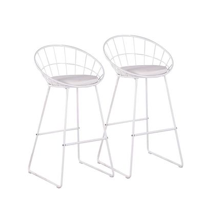 Jeffcoco Furniture Bar Stool, High Bar Chair White Steel Frame Leather Seat Chair For Kitchen Bar table Dining Chair (Two Piece)