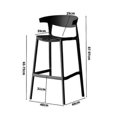 Jeffcoco Furniture Bar Stool, High Bar Chair Leisure Chair Bar Stool Outdoor Chair Home Bar Stool Plastic Chair Outdoor 4 leg High Chair (Black)
