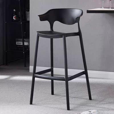 Jeffcoco Furniture Bar Stool, High Bar Chair Leisure Chair Bar Stool Outdoor Chair Home Bar Stool Plastic Chair Outdoor 4 leg High Chair (Black)