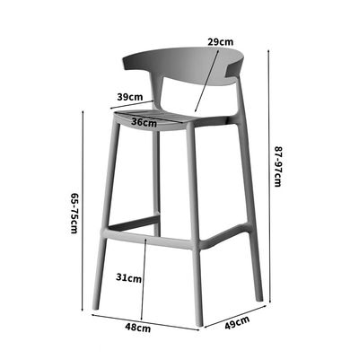 Jeffcoco Furniture Bar Stool, High Bar Chair Leisure Chair Bar Stool Outdoor Chair Home Bar Stool Plastic Chair Outdoor 4 leg High Chair (Grey)