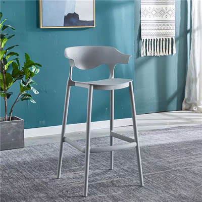 Jeffcoco Furniture Bar Stool, High Bar Chair Leisure Chair Bar Stool Outdoor Chair Home Bar Stool Plastic Chair Outdoor 4 leg High Chair (Grey)