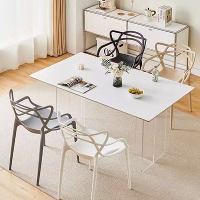 Jeffcoco Furniture Interior Design PP Chair Leisure Chair For Home Office Centre Place Dining Coffee Shop,Restaurant (White One Piece)