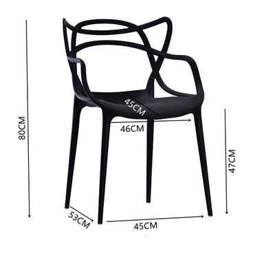 Jeffcoco Furniture Interior Design PP Chair Leisure Chair For Home Office Centre Place Dining Coffee Shop,Restaurant (Black One Piece)
