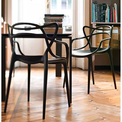 Jeffcoco Furniture Interior Design PP Chair Leisure Chair For Home Office Centre Place Dining Coffee Shop,Restaurant (Black One Piece)