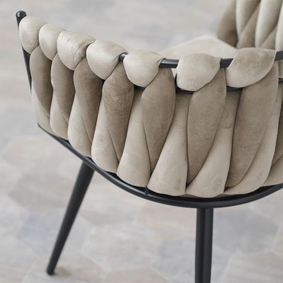 Jeffcoco Furniture Outdoor garden Bistro sofa chair, patio furniture, woven metal frame, sponge seat, Outdoor balcony single Seat chair, Waterproof Brown Beige Chair