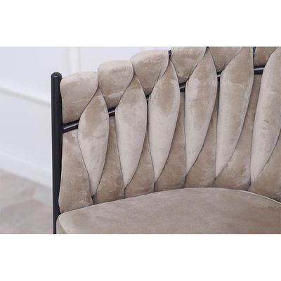 Jeffcoco Furniture Outdoor garden Bistro sofa chair, patio furniture, woven metal frame, sponge seat, Outdoor balcony single Seat chair, Waterproof Brown Beige Chair