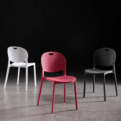 Jeffcoco Furniture Modern Mid Century Premium Plastic Chair,Curved Back Dining Chairs For Kitchen Garden Lounge Meeting Room,1pcs Red