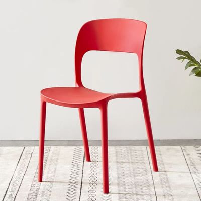 Jeffcoco Furniture Modern Mid Century Premium Plastic Chair,Curved Back Dining Chairs For Kitchen Garden Lounge Meeting Room,1pcs Red