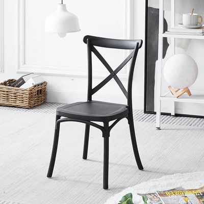 Jeffcoco Furniture stackable chair Injection processing Fixed leg plastic leisure chair outdoor/indoor outside/inside Patio/Garden chair Water/sun proof Dining chair (black 1pc)