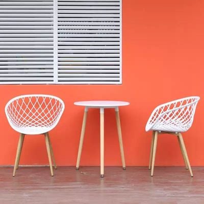 Jeffcoco Furniture Mid Century Modern Leisure Chair Hollow Back design, Living Dining Room Chair White 1 pcs