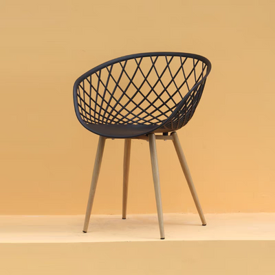 Jeffcoco Furniture Mid Century Modern Leisure Chair Hollow Back design, Living Dining Room Chair Black 1 pcs