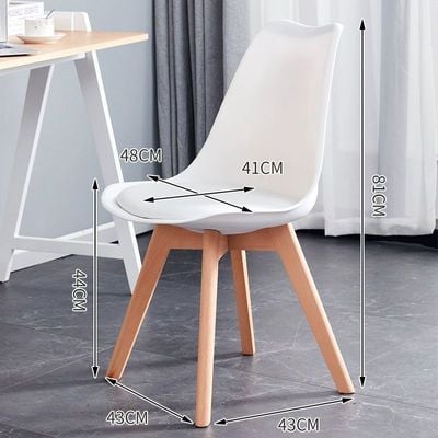 Jeffcoco Furniture Wooden Leg Leather cusion seat chair for dining,desk chair white 1 pcs