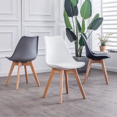 Jeffcoco Furniture Wooden Leg Leather cusion seat chair for dining,desk chair white 1 pcs