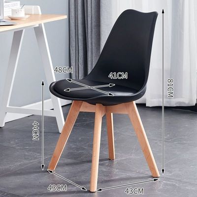 Jeffcoco Furniture Wooden Leg Leather cusion seat chair for dining,desk chair black 1 pcs